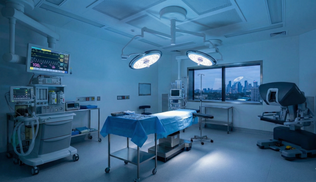 Advanced robotic liver transplant operation theatre in Bangalore at Dr. Srinivas Bojanapu's surgical facility